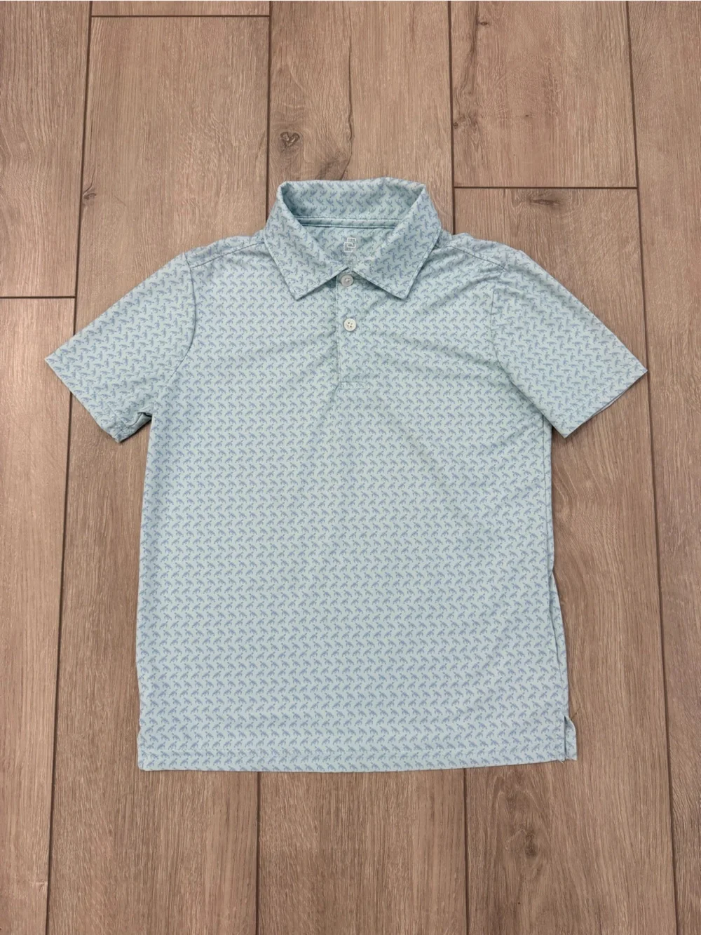 Boy’s Class Club Mint Blue Sea Turtle Patterned Performance Polo Shirt